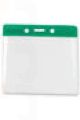 Color-Coded Horizontal Top Load Badge Holder W/Color Bar At Top Slot/Chain Holes - Green - Pack of 100 